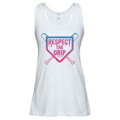 Baseball Respect The Drip Home Plate Drip Ice Cream Ladies Essential Flowy Tank