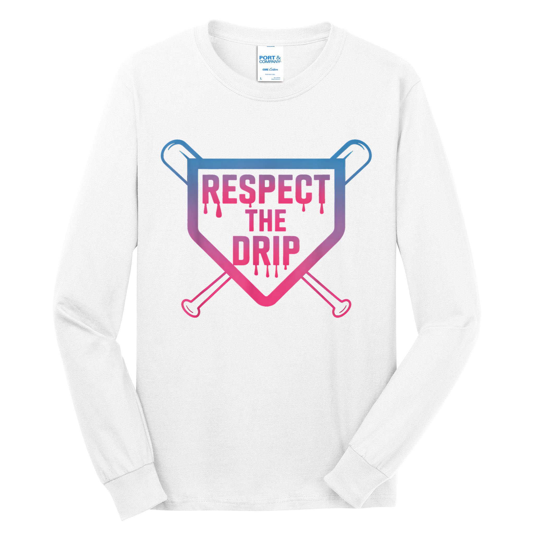 Baseball Respect The Drip Home Plate Drip Ice Cream Tall Long Sleeve T-Shirt