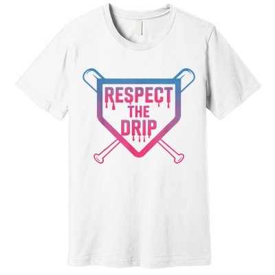 Baseball Respect The Drip Home Plate Drip Ice Cream Premium T-Shirt