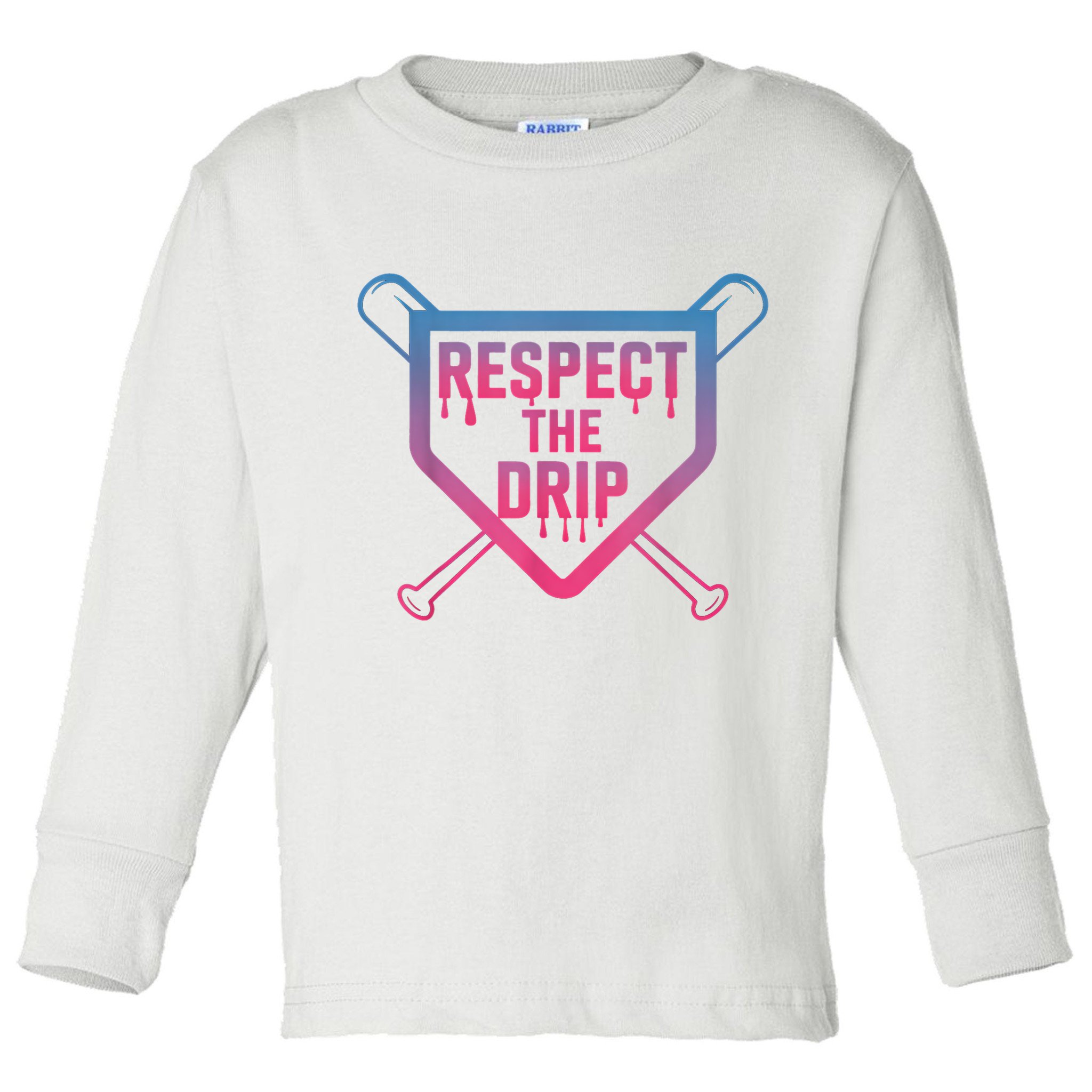 Baseball Respect The Drip Home Plate Drip Ice Cream Toddler Long Sleeve Shirt