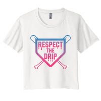 Baseball Respect The Drip Home Plate Drip Ice Cream Women's Crop Top Tee
