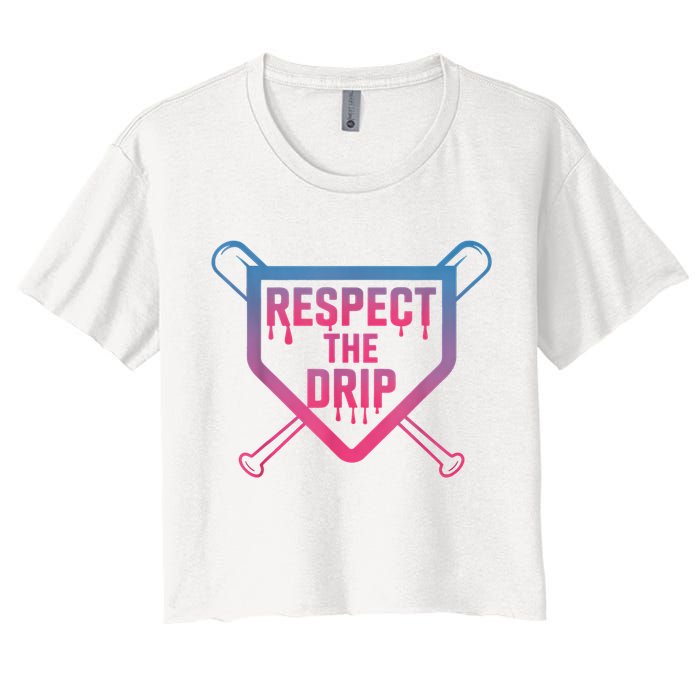 Baseball Respect The Drip Home Plate Drip Ice Cream Women's Crop Top Tee