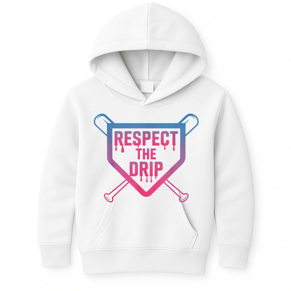 Baseball Respect The Drip Home Plate Drip Ice Cream Kids Hoodie