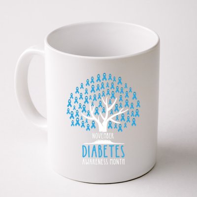 Blue Ribbon Tree Cute Gift T1d Diabetes Awareness Gift Coffee Mug