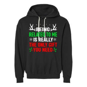 Being Related To Me Funny Christmas S Women Family Garment-Dyed Fleece Hoodie