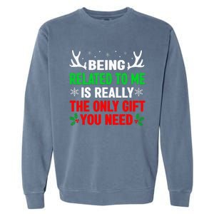 Being Related To Me Funny Christmas S Women Family Garment-Dyed Sweatshirt