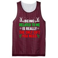 Being Related To Me Funny Christmas S Women Family Mesh Reversible Basketball Jersey Tank