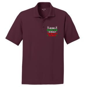 Being Related To Me Funny Christmas S Women Family PosiCharge RacerMesh Polo