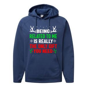 Being Related To Me Funny Christmas S Women Family Performance Fleece Hoodie