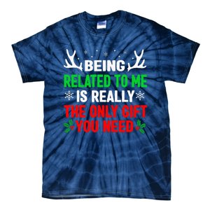 Being Related To Me Funny Christmas S Women Family Tie-Dye T-Shirt