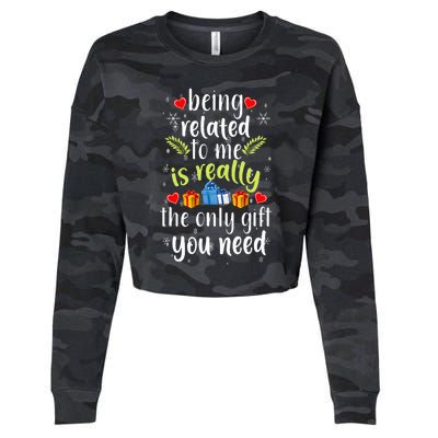 Being Related To Me Funny Christmas Family Xmas Pajamas Cropped Pullover Crew