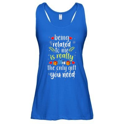 Being Related To Me Funny Christmas Family Xmas Pajamas Ladies Essential Flowy Tank