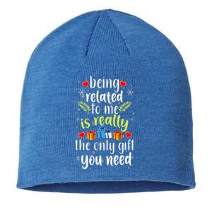 Being Related To Me Funny Christmas Family Xmas Pajamas Sustainable Beanie