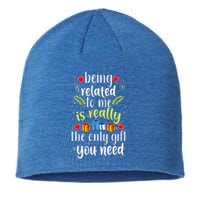 Being Related To Me Funny Christmas Family Xmas Pajamas Sustainable Beanie