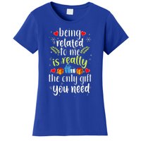 Being Related To Me Funny Christmas Family Xmas Pajamas Women's T-Shirt