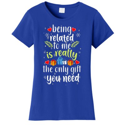 Being Related To Me Funny Christmas Family Xmas Pajamas Women's T-Shirt