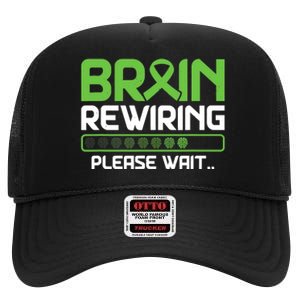 Brain Rewiring Traumatic Brain Injury Ribbon TBI Survivor High Crown Mesh Back Trucker Hat