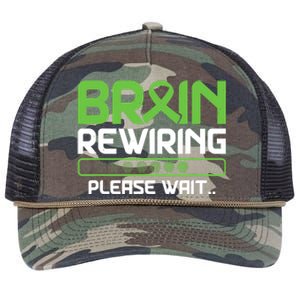 Brain Rewiring Traumatic Brain Injury Ribbon TBI Survivor Retro Rope Trucker Hat Cap