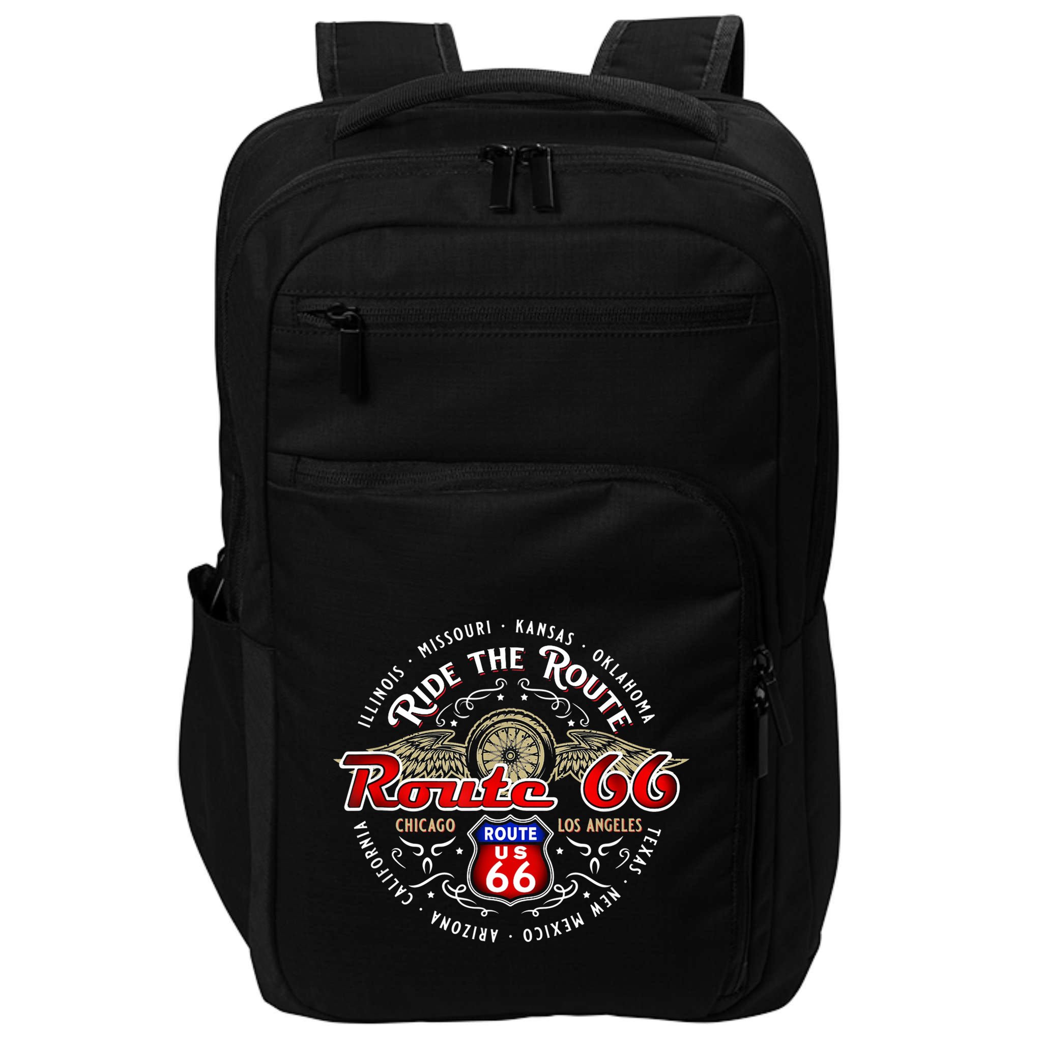 Bikers Ride The Route 66 Road Trip Across Americas Highway Impact Tech Backpack