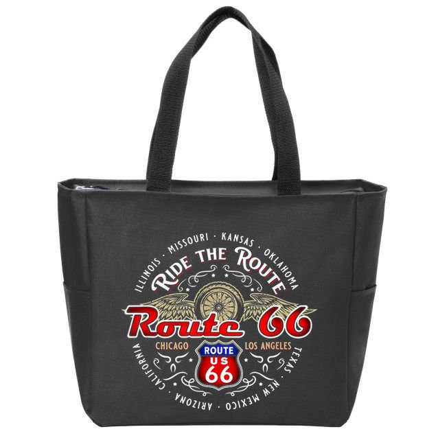 Bikers Ride The Route 66 Road Trip Across Americas Highway Zip Tote Bag