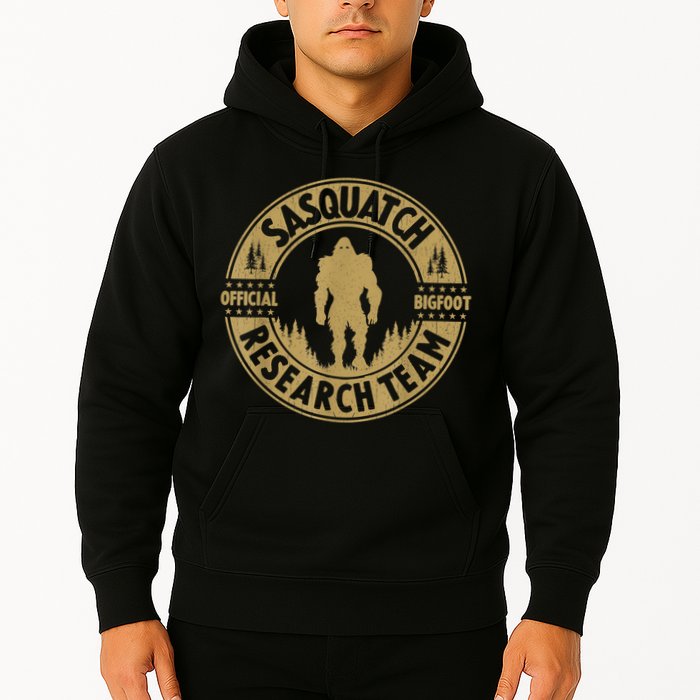 Bigfoot Research Team Retro Vintage Sasquatch And Trees 70s Hoodie