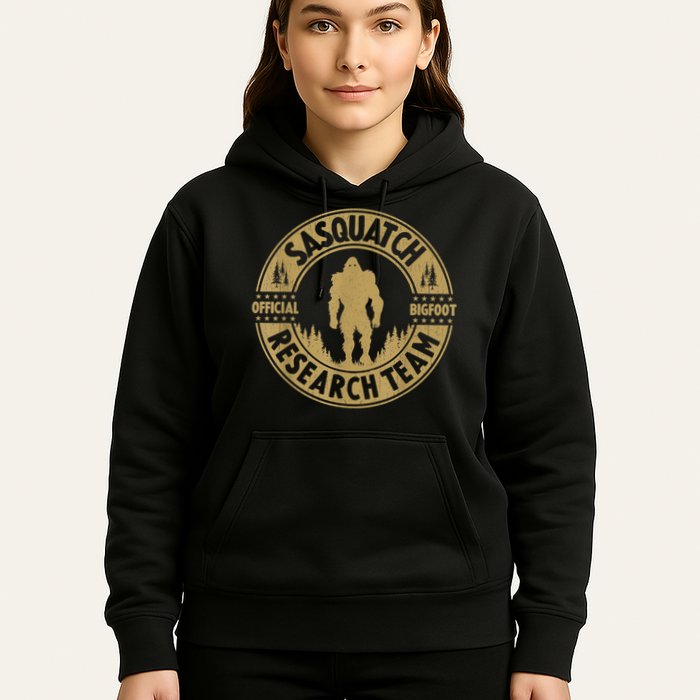 Bigfoot Research Team Retro Vintage Sasquatch And Trees 70s Hoodie