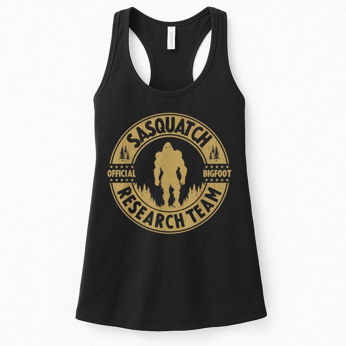 Bigfoot Research Team Retro Vintage Sasquatch And Trees 70s Womens Tank Top
