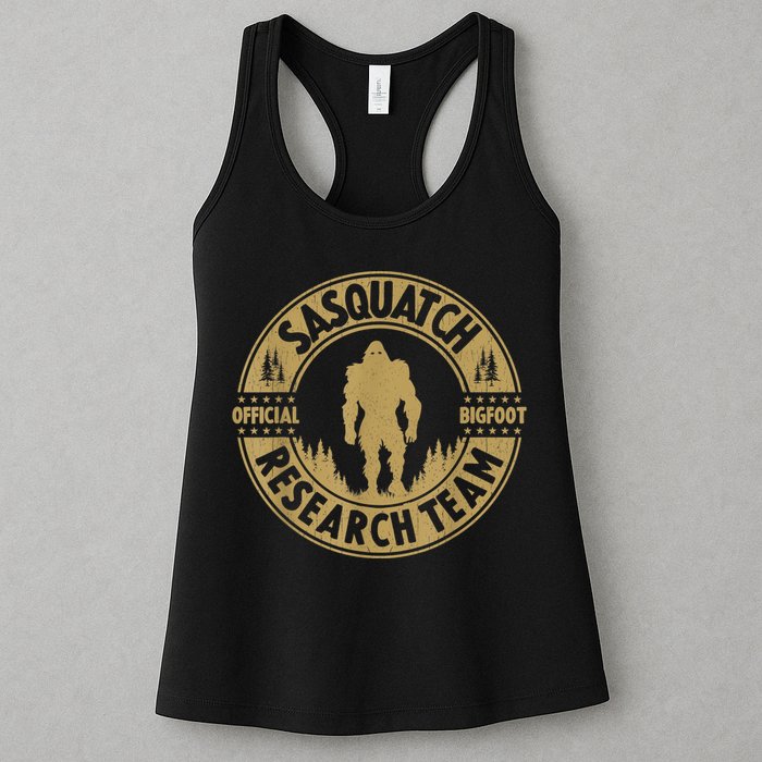 Bigfoot Research Team Retro Vintage Sasquatch And Trees 70s Womens Tank Top