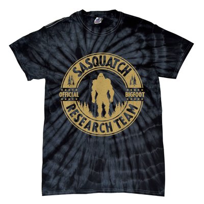 Bigfoot Research Team Retro Vintage Sasquatch And Trees 70s Tie-Dye T-Shirt
