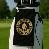 Bigfoot Research Team Retro Vintage Sasquatch And Trees 70s Golf Towel