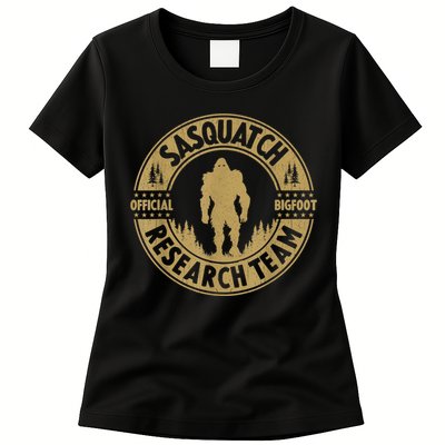 Bigfoot Research Team Retro Vintage Sasquatch And Trees 70s Womens T-Shirt