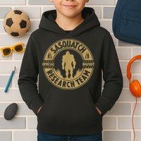 Bigfoot Research Team Retro Vintage Sasquatch And Trees 70s Kids Hoodie