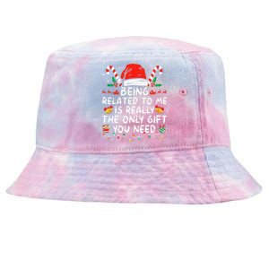 Being Related To Me Funny Christmas Family Xmas Pajamas  Tie-Dyed Bucket Hat