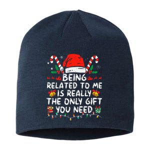 Being Related To Me Funny Christmas Family Xmas Pajamas  Sustainable Beanie