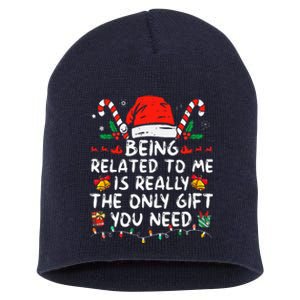 Being Related To Me Funny Christmas Family Xmas Pajamas  Short Acrylic Beanie