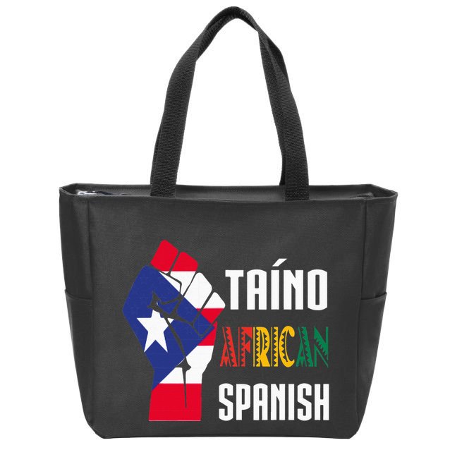 Boricua Roots Taino African Spanish Taino Nation Boricua Zip Tote Bag