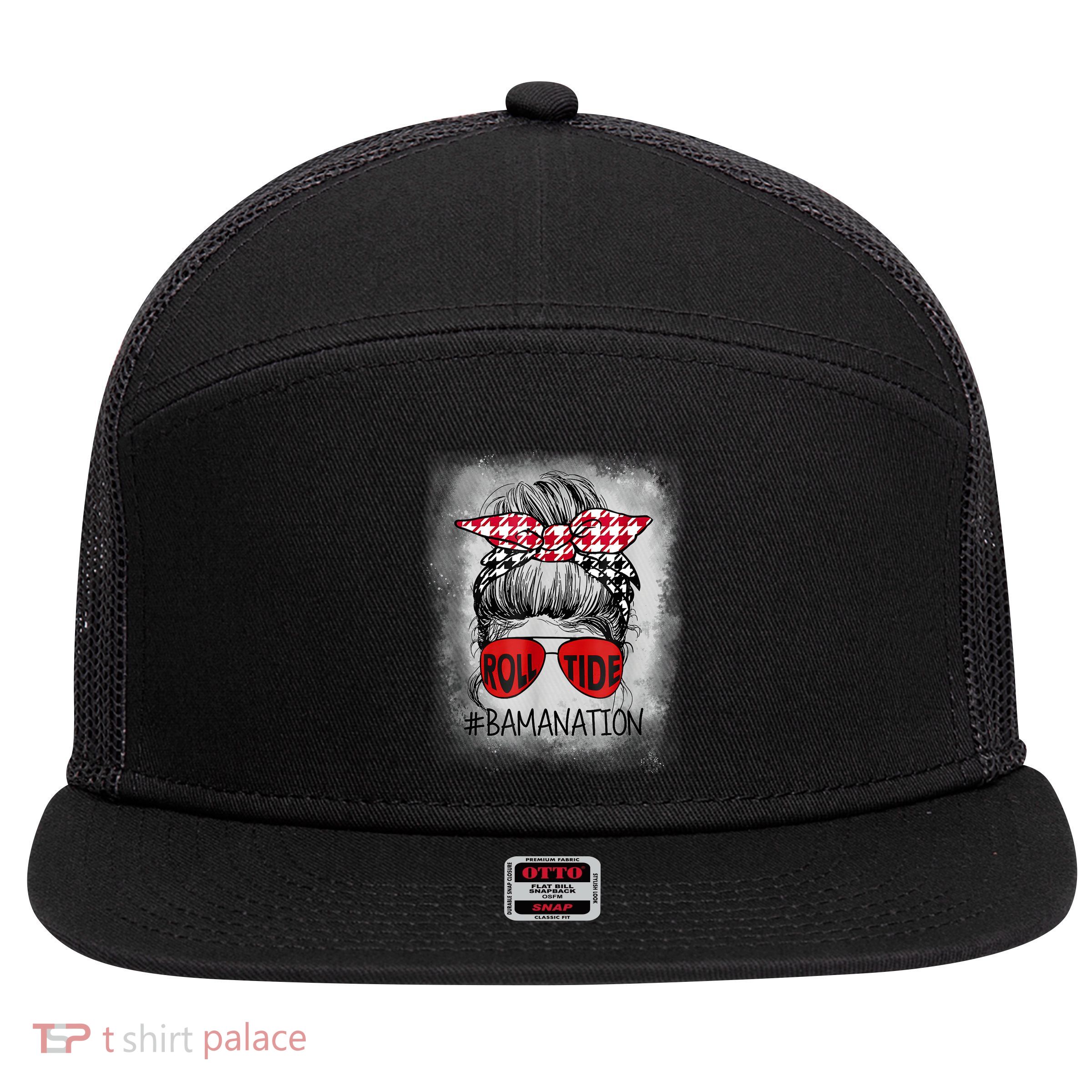 Bamanation Roll Tide Alabama All Yall The Tide Is Crimson 7 Panel Mesh Trucker Snapback Hat