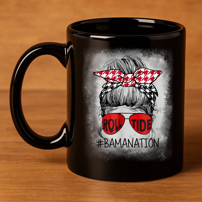 Bamanation Roll Tide Alabama All Yall The Tide Is Crimson 11oz C Handle Ceramic Mug