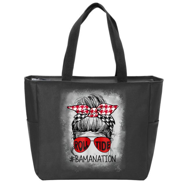 Bamanation Roll Tide Alabama All Yall The Tide Is Crimson Zip Tote Bag