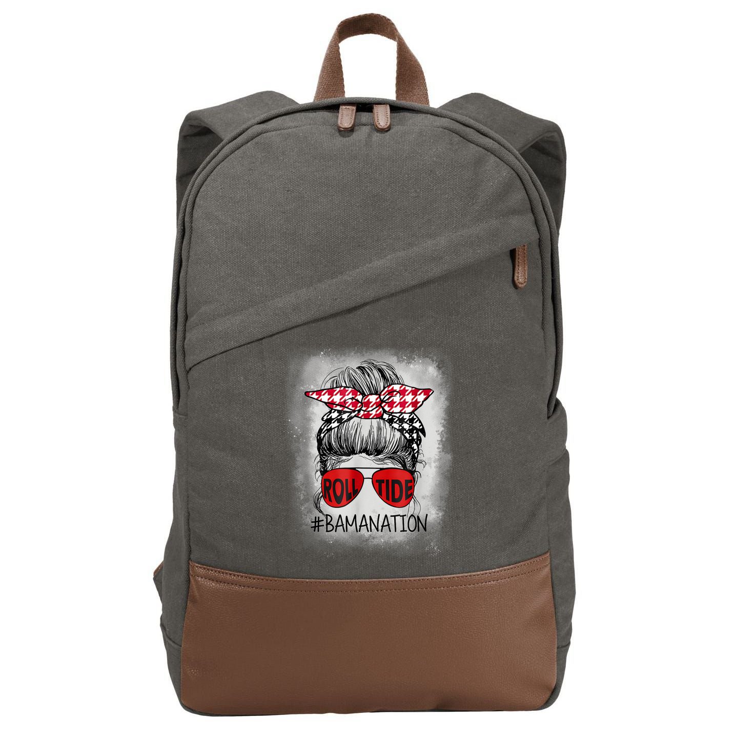 Bamanation Roll Tide Alabama All Yall The Tide Is Crimson Cotton Canvas Backpack