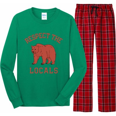 Bear Respect The Locals Camping Hiking Outdoor Adventure Long Sleeve Pajama Set