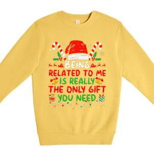 Being Related To Me Funny Family Matching Christmas Pajamas Premium Crewneck Sweatshirt