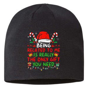 Being Related To Me Funny Family Matching Christmas Pajamas Sustainable Beanie