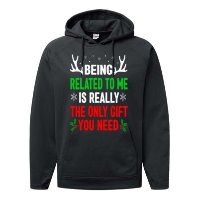 Being Related To Me Funny Christmas Family Performance Fleece Hoodie