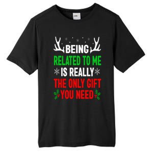 Being Related To Me Funny Christmas Family Tall Fusion ChromaSoft Performance T-Shirt