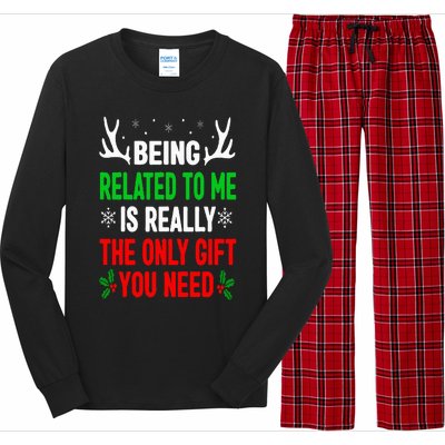 Being Related To Me Funny Christmas Family Long Sleeve Pajama Set