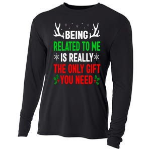 Being Related To Me Funny Christmas Family Cooling Performance Long Sleeve Crew