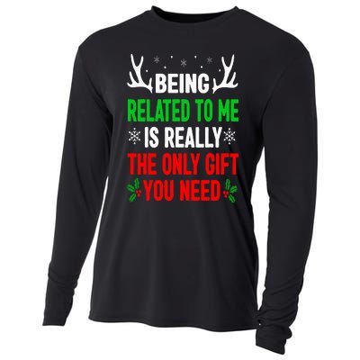 Being Related To Me Funny Christmas Family Cooling Performance Long Sleeve Crew