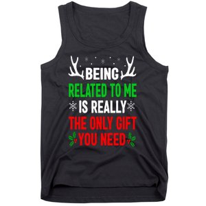 Being Related To Me Funny Christmas Family Tank Top