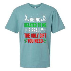 Being Related To Me Funny Christmas Family Sueded Cloud Jersey T-Shirt